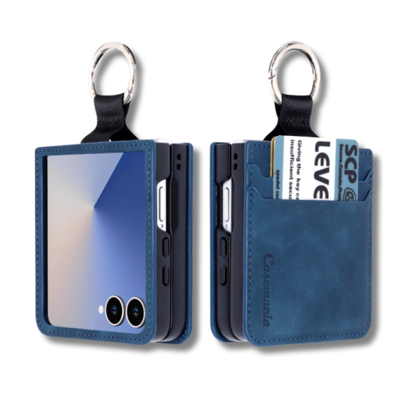 Samsung Galaxy Z Flip 7 Hoesje Casemania All-in-One Luxe Wallet Case Donker Blauw – foto 5
