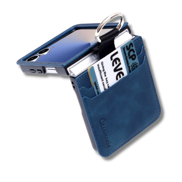Samsung Galaxy Z Flip 7 Hoesje Casemania All-in-One Luxe Wallet Case Donker Blauw – foto 4
