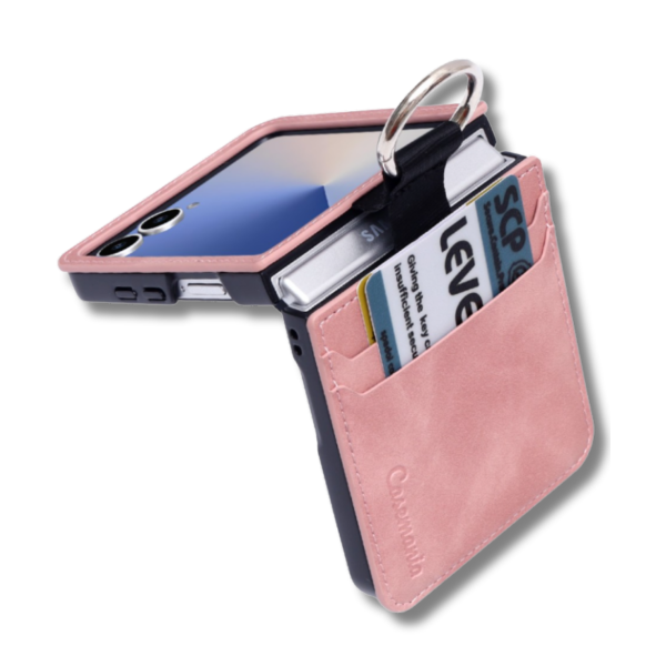 Samsung Galaxy Z Flip 7 Luxe Spiegel Wallet Hoesje Met Kaarthouder En Sleutelring &ndash; Roze – foto 4