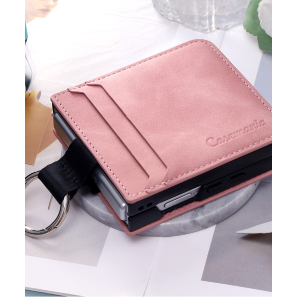 Samsung Galaxy Z Flip 7 Luxe Spiegel Wallet Hoesje Met Kaarthouder En Sleutelring &ndash; Roze – foto 3