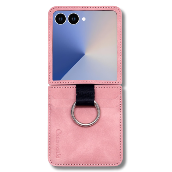 Samsung Galaxy Z Flip 7 Luxe Spiegel Wallet Hoesje Met Kaarthouder En Sleutelring &ndash; Roze – foto 2