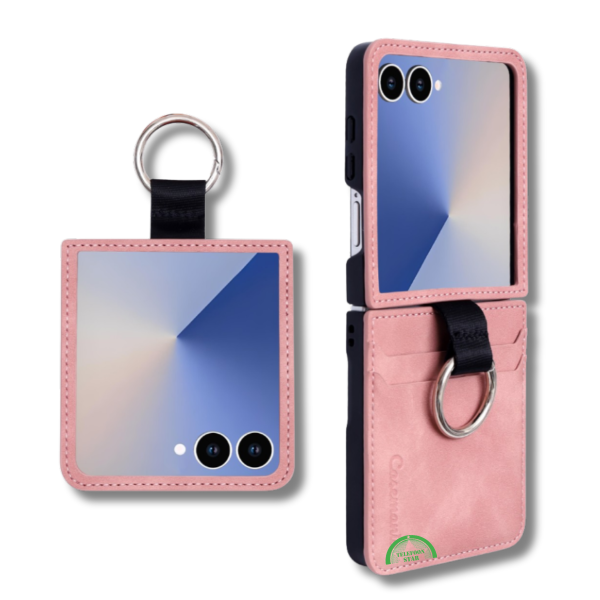 Samsung Galaxy Z Flip 7 Luxe Spiegel Wallet Hoesje Met Kaarthouder En Sleutelring &ndash; Roze – foto 6