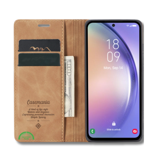 Hoesje voor Samsung Xcover 7 Bruin Bookcase Slim Leren met Pasjeshouder – foto 4