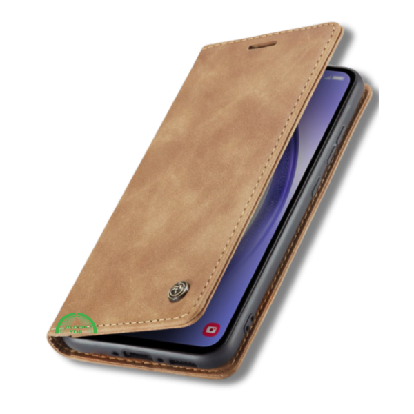 Hoesje voor Samsung Xcover 7 Bruin Bookcase Slim Leren met Pasjeshouder – foto 2