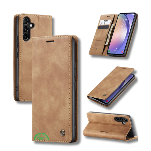 Hoesje voor Samsung Xcover 7 Bruin Bookcase Slim Leren met Pasjeshouder – foto 5