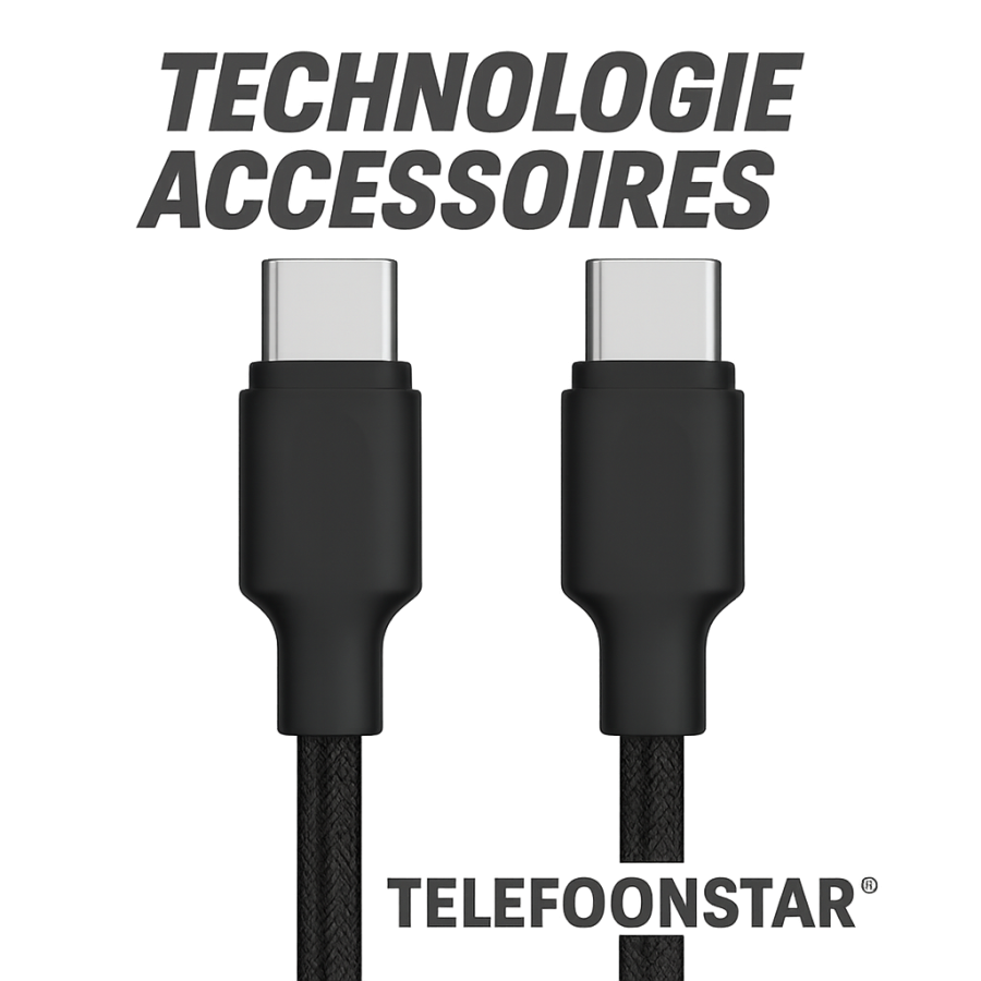 USB-C naar USB-C Snellaadkabel 0.5 Meter &ndash; Ultra Korte Kabel