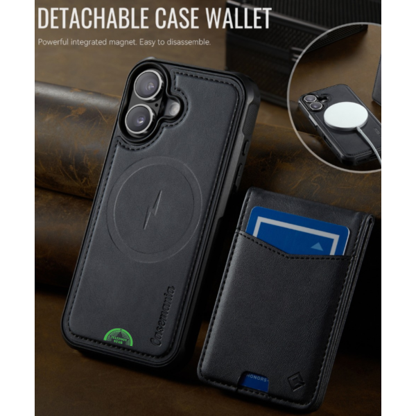 Hoesje voor iPhone 17 Zwart Bookcase 2-in-1 Magnetic met Pasjeshouder &amp; MagSafe – foto 4