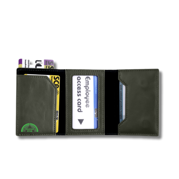 Mini Wallet Groen Kunstleer aluminium kaarthouder Bankpassen creditcards ID-kaarten – foto 3