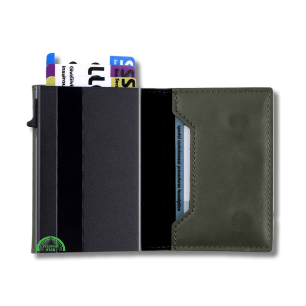 Mini Wallet Groen Kunstleer aluminium kaarthouder Bankpassen creditcards ID-kaarten – foto 4
