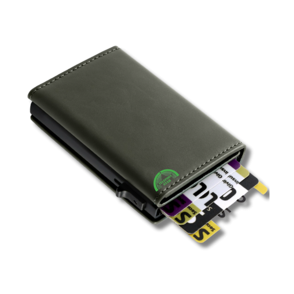 Mini Wallet Groen Kunstleer aluminium kaarthouder Bankpassen creditcards ID-kaarten – foto 5