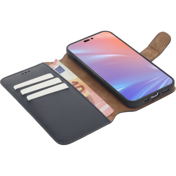 iPhone 15 2 in 1 Hoesje | 100% Leer | Minimalistisch | Blauw – foto 2