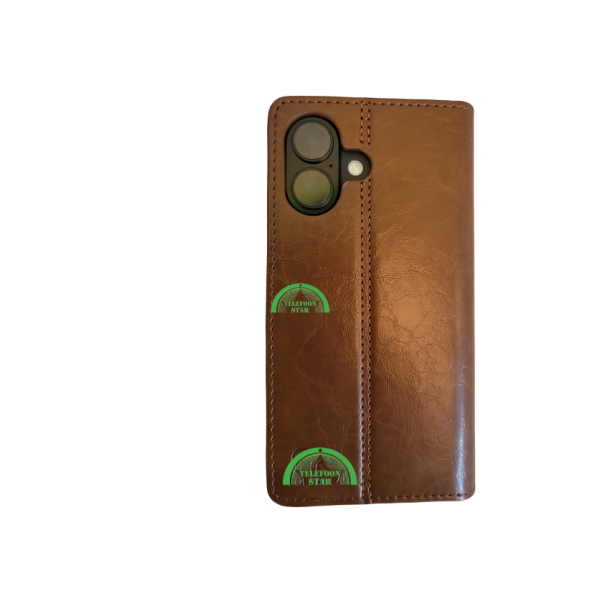 Boek Case Leer Wallet Case Donker Bruin IPhone 16 Plus – foto 3