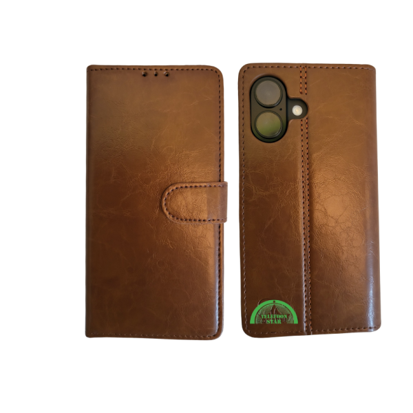 Boek Case Leer Wallet Case Donker Bruin IPhone 16 Plus – foto 4