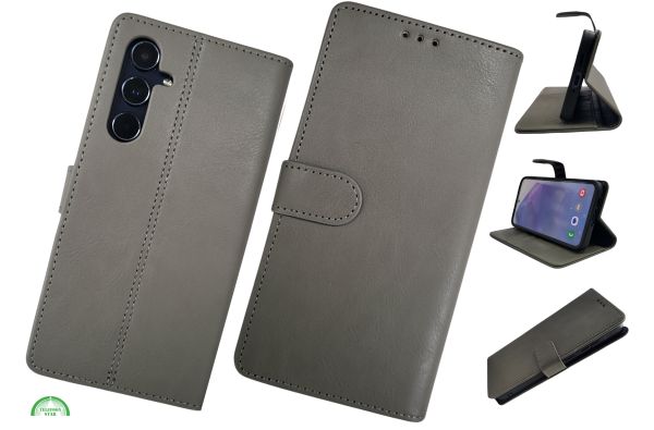 Samsung A36 Boek Case Leer Stijlvolle en Beschermende Wallet Grijs