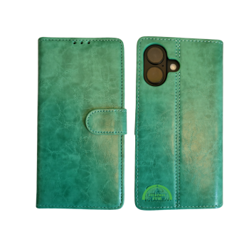 Boek Case Leer Wallet Case Donkergroen iPhone 16 Plus