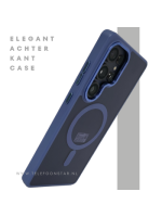 MagSafe Hoesje Transparant met Blauwe Randen Magnetisch Samsung Galaxy S25 Plus