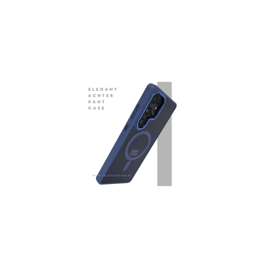 MagSafe Hoesje Transparant met Blauwe Randen Magnetisch Samsung Galaxy S25 Plus
