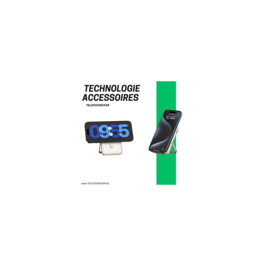 Draadloze Magnetische Powerbank 10.000 mAh &ndash; Met Standaard en Display