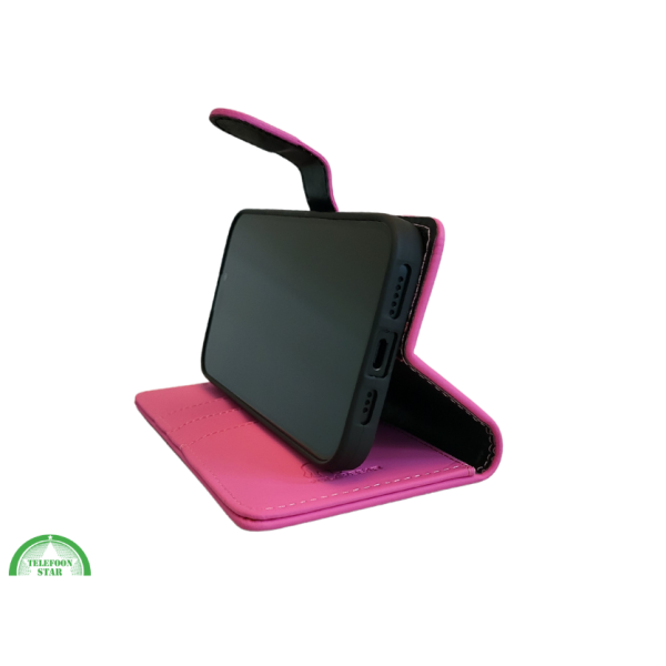 portemonnee Roze cover boek case iPhone 16 Plus – foto 9