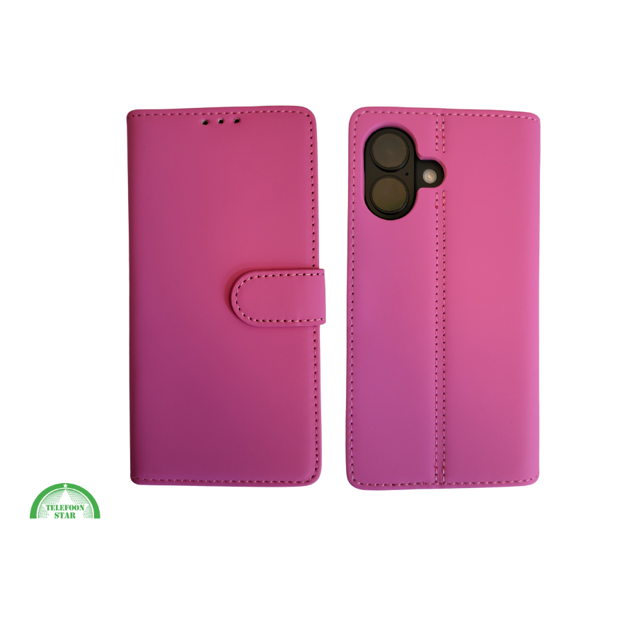 portemonnee Roze cover boek case iPhone 16 Plus