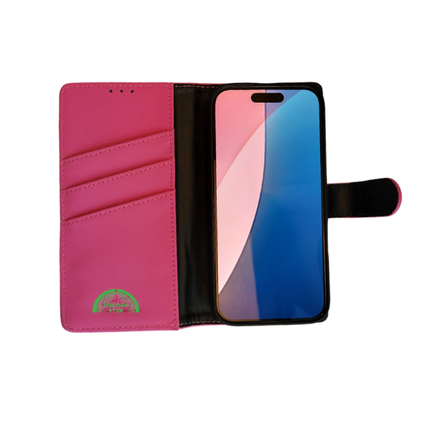 portemonnee Roze cover boek case iPhone 16 Plus – foto 8