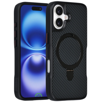 Hoesje voor iPhone 17 Zwart Elite Luxe CarbonShield MagSafe Case 