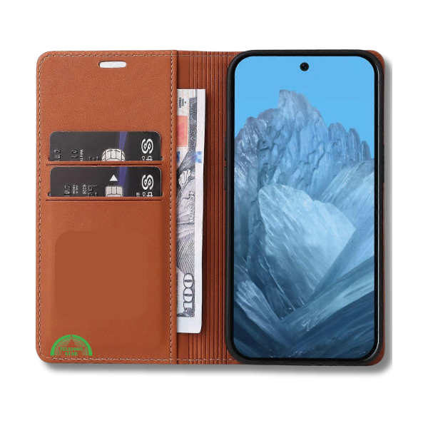 Hoesje Google Pixel 10 Pro Rood Lederen Look Met Pasjeshouder &amp; Magnetische Sluiting – foto 2