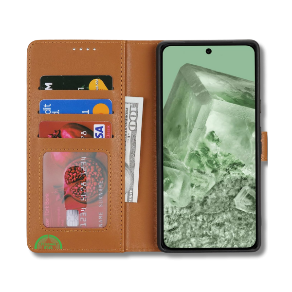 Hoesje voor Google Pixel 8 Bruin Bookcase Kunstleer met Pasjeshouder – foto 2