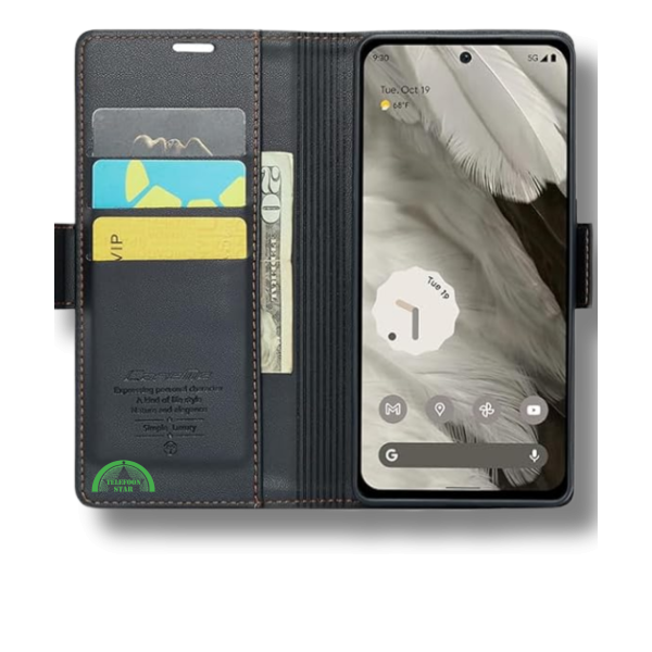 Hoesje voor Google Pixel 8 Zwart Bookcase Kunstleer met Pasjeshouder – foto 2