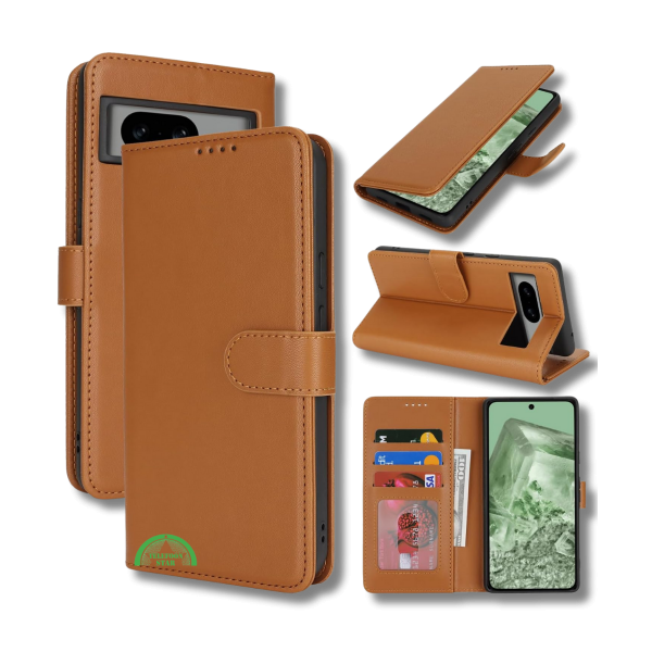 Hoesje voor Google Pixel 8 Bruin Bookcase Kunstleer met Pasjeshouder – foto 5