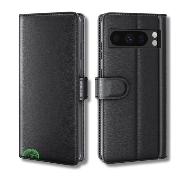 Google Pixel 8 Pro Bookcase Hoesje Zwart Leren Look Met Pasjeshouder – foto 5