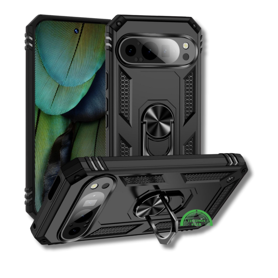 Hoesje voor Google Pixel 9 Zwart ArmorRing Rugged Case