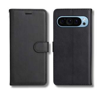 Hoesje Google Pixel 10 Zwart Lederen Look Met Pasjeshouder & Magnetische Sluiting
