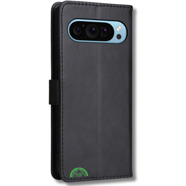 Hoesje Google Pixel 10 Zwart Lederen Look Met Pasjeshouder &amp; Magnetische Sluiting – foto 2