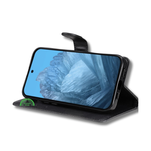Hoesje Google Pixel 10 Zwart Lederen Look Met Pasjeshouder &amp; Magnetische Sluiting – foto 4