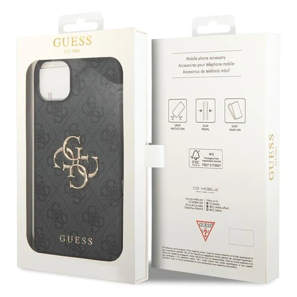 iPhone 15 Hardcase | Guess Gouden Logo | Backcover Grijs – foto 4
