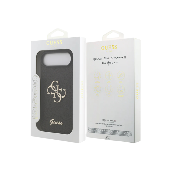 Luxe Protectcase voor iPhone 17 Air &ndash; Guess Black Edition met 4G Logo – foto 3