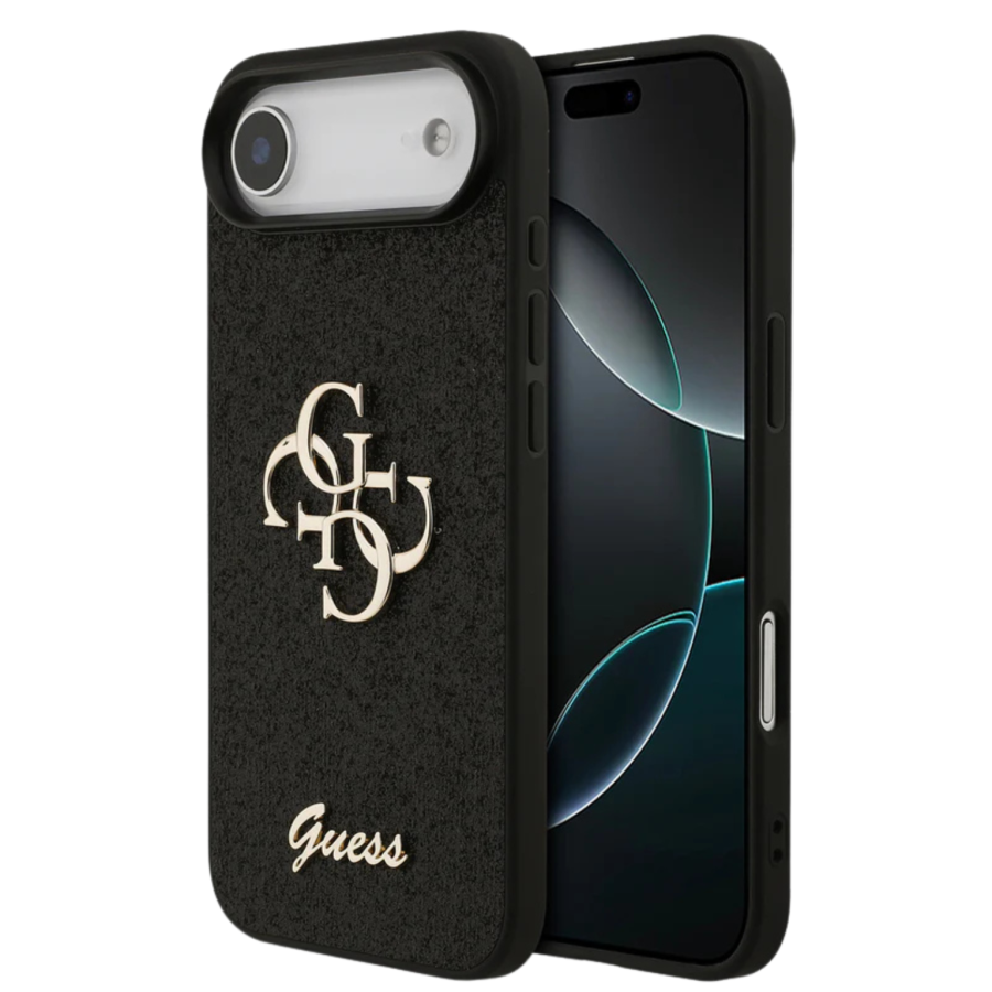 Luxe Protectcase voor iPhone 17 Air &ndash; Guess Black Edition met 4G Logo