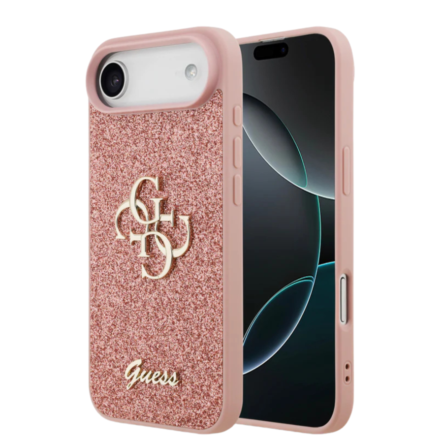 Luxe Protectcase voor iPhone 17 Air &ndash; Guess Roze Edition met 4G Logo