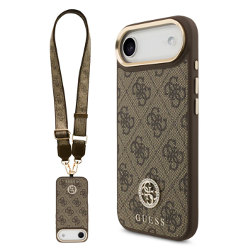Guess iPhone 17 Air Crossbody Hoesje met Band &ndash; Luxe MagSafe Bescherming in Bruin Design  