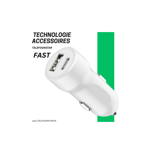 USB-C + USB-A Autolader &ndash; Snellader voor in de Auto &ndash; 2 Poorten &ndash; Compact &amp; Krachtig – foto 5