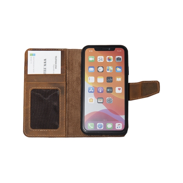 Hoesje Samsung Galaxy S25 Plus 100% leer Boekmodel 2 in 1 Bruin – foto 5