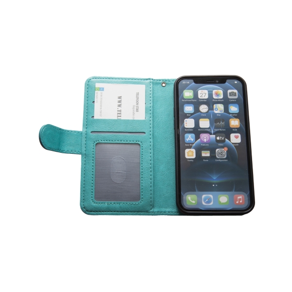 Hoesje iPhone 12/12 Pro Boekmodel - Turquoise – foto 2