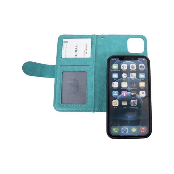 Hoesje iPhone 12/12 Pro Boekmodel - Turquoise – foto 3
