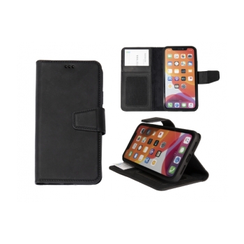 iPhone 15 100% leer hoesje | Ruimte voor drie pasjes | 2 in 1 functie | Zwart