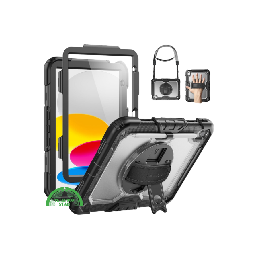 Mobigear SureGrip Xtreme iPad 10.9 (2022) Hoes Hard Kunststof,Siliconen Backcover  Standaard - Zwart