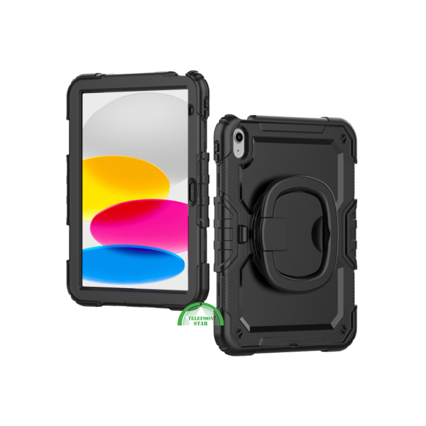iPad 10.9 (2022) Hoes Hard Kunststof,Siliconen Backcover + Standaard - Zwart – foto 2