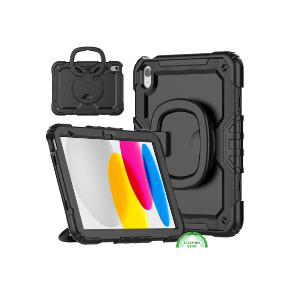 iPad 10.9 (2022) Hoes Hard Kunststof,Siliconen Backcover + Standaard - Zwart – foto 4