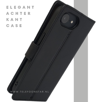 iPhone 16 Hoesje - Luxe Zwarte Bookcase, Wallet Case met Magneetsluiting