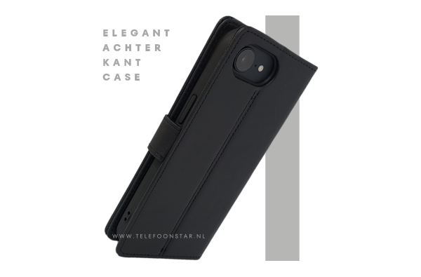 iPhone 16 Hoesje - Luxe Zwarte Bookcase, Wallet Case met Magneetsluiting